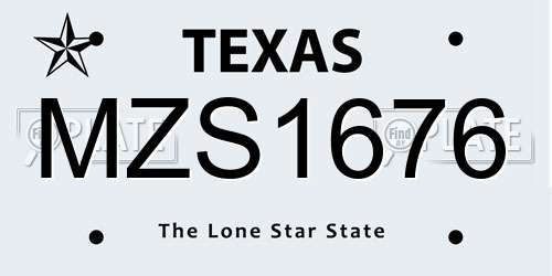 MZS1676 Texas License Plate