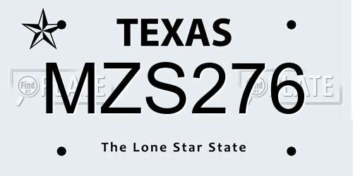 MZS276 Texas License Plate
