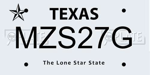 MZS27G Texas License Plate