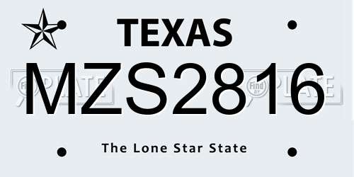 MZS2816 Texas License Plate