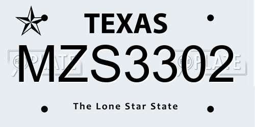 MZS3302 Texas License Plate