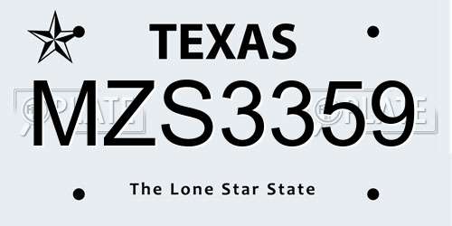 MZS3359 Texas License Plate
