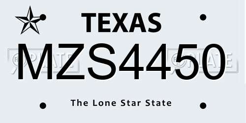 MZS4450 Texas License Plate