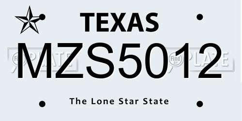 MZS5012 Texas License Plate
