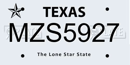 MZS5927 Texas License Plate