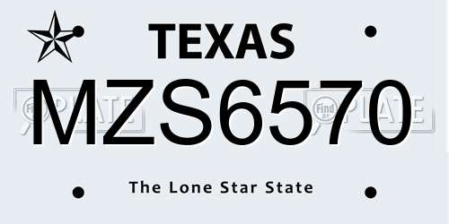 MZS6570 Texas License Plate
