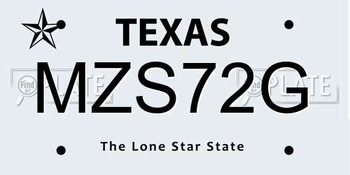 MZS72G Texas License Plate