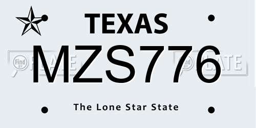MZS776 Texas License Plate