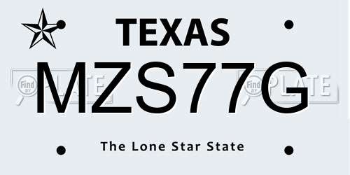 MZS77G Texas License Plate
