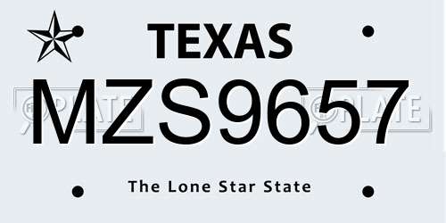 MZS9657 Texas License Plate