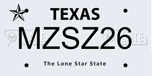 MZSZ26 Texas License Plate