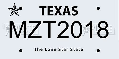 MZT2018 Texas License Plate