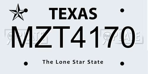 MZT4170 Texas License Plate
