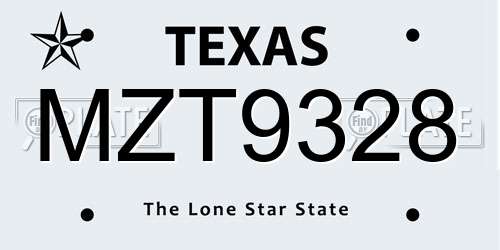 MZT9328 Texas License Plate