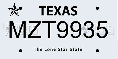 MZT9935 Texas License Plate