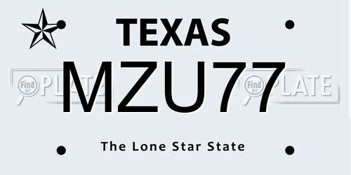 MZU77 Texas License Plate