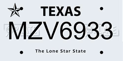 MZV6933 Texas License Plate