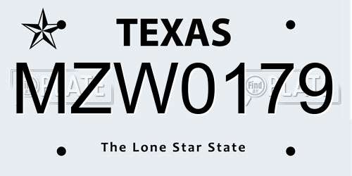 MZW0179 Texas License Plate
