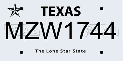 MZW1744 Texas License Plate