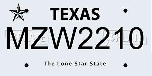 MZW2210 Texas License Plate