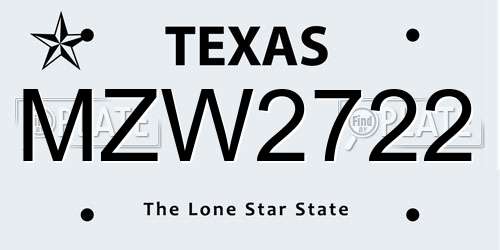 MZW2722 Texas License Plate