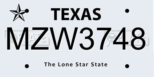 MZW3748 Texas License Plate