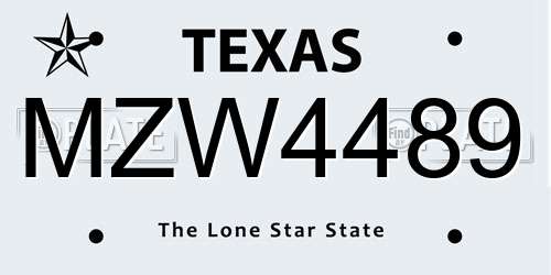 MZW4489 Texas License Plate
