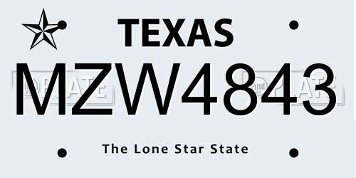 MZW4843 Texas License Plate