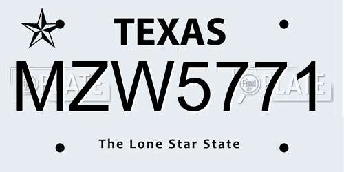 MZW5771 Texas License Plate