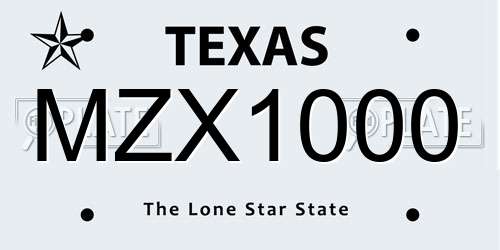MZX1000 Texas License Plate