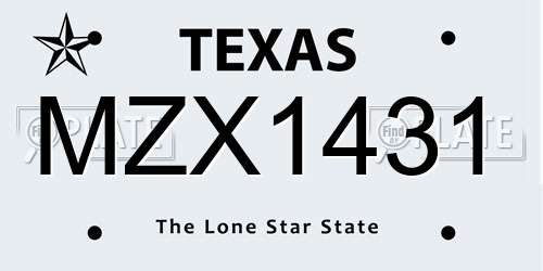 MZX1431 Texas License Plate