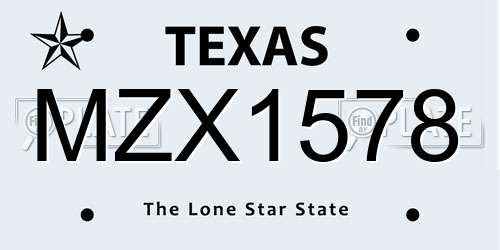 MZX1578 Texas License Plate