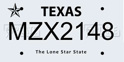 MZX2148 Texas License Plate