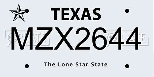 MZX2644 Texas License Plate