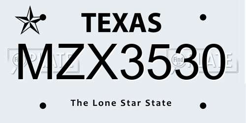MZX3530 Texas License Plate