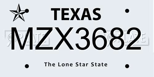 MZX3682 Texas License Plate