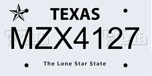 MZX4127 Texas License Plate