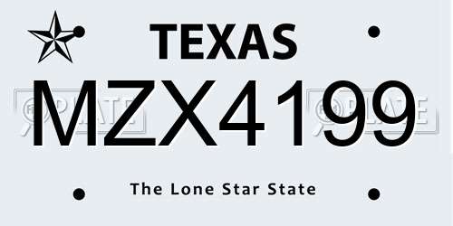 MZX4199 Texas License Plate