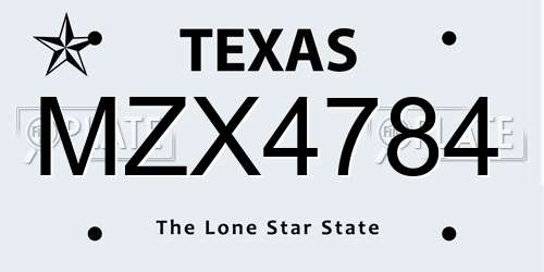 MZX4784 Texas License Plate