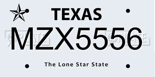 MZX5556 Texas License Plate