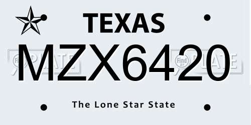 MZX6420 Texas License Plate