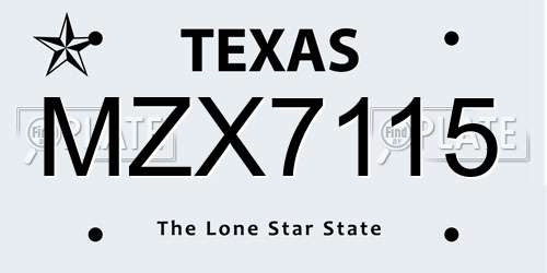 MZX7115 Texas License Plate