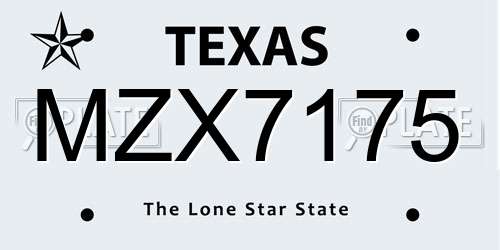 MZX7175 Texas License Plate