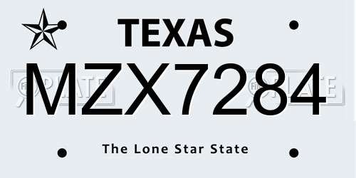 MZX7284 Texas License Plate