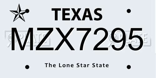 MZX7295 Texas License Plate