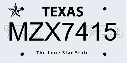 MZX7415 Texas License Plate