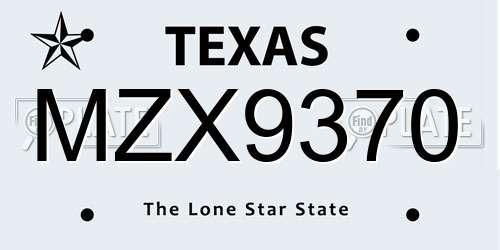 MZX9370 Texas License Plate