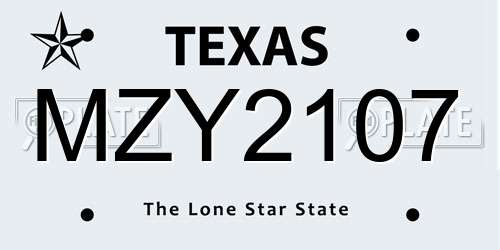 MZY2107 Texas License Plate