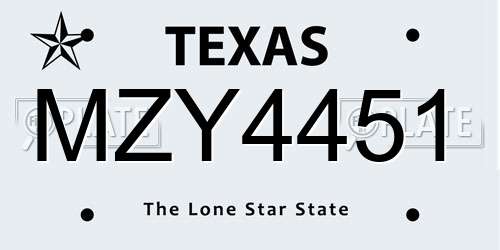 MZY4451 Texas License Plate