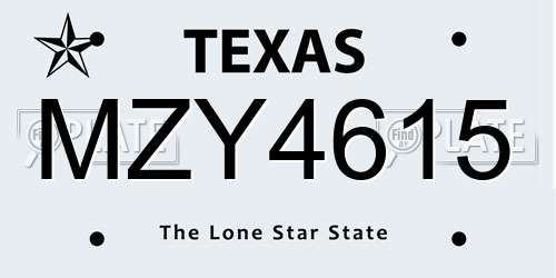 MZY4615 Texas License Plate